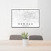 24x36 Newnan Georgia Map Print Landscape Orientation in Classic Style Behind 2 Chairs Table and Potted Plant