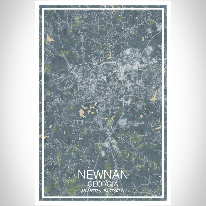 Newnan Georgia Map Print Portrait Orientation in Afternoon Style With Shaded Background