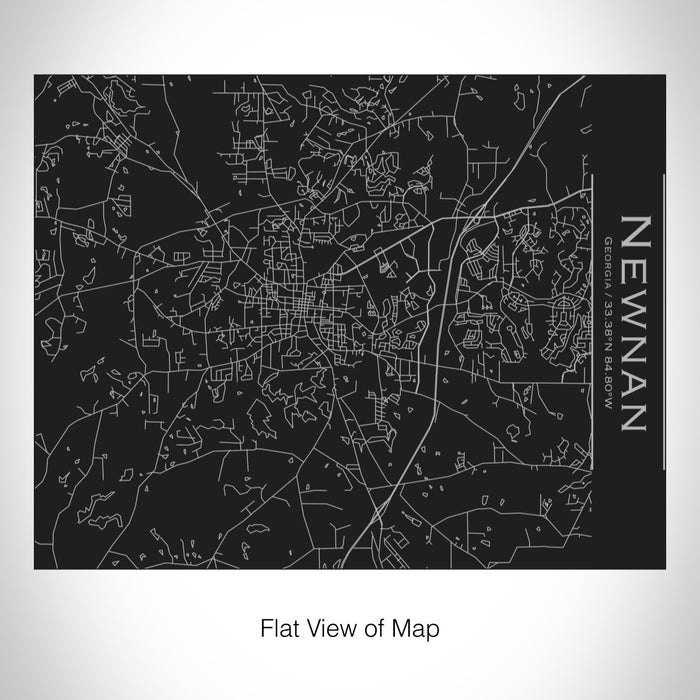 Rendered View of Newnan Georgia Map on 20oz Stainless Steel Insulated Bottle with Bamboo Top in Black