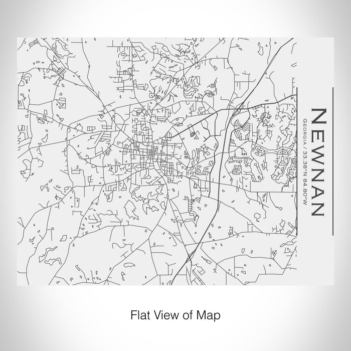 Rendered View of Newnan Georgia Map on 20oz Stainless Steel Insulated Bottle with Bamboo Top in White