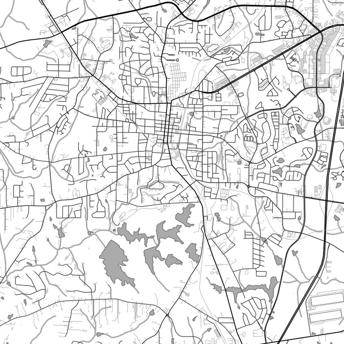 Newnan Georgia Map Print in Classic Style Zoomed In Close Up Showing Details