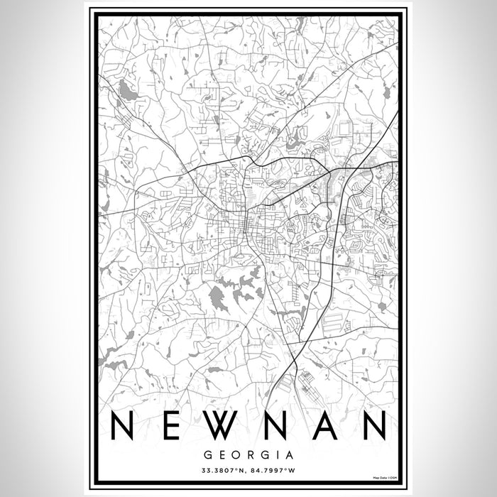 Newnan Georgia Map Print Portrait Orientation in Classic Style With Shaded Background
