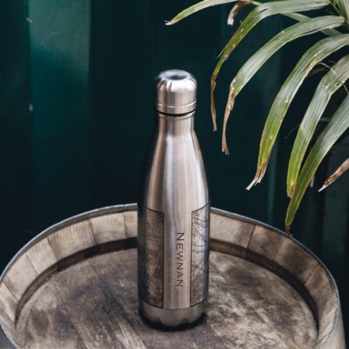 Newnan Georgia Custom City Map Inscription Coordinates on 17oz Stainless Steel Insulated Cola Bottle