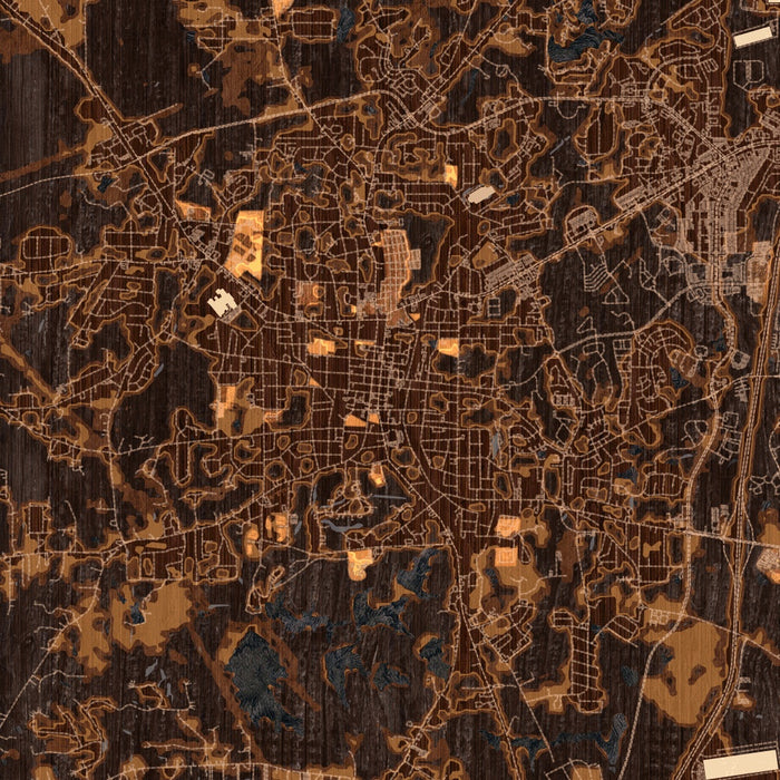 Newnan Georgia Map Print in Ember Style Zoomed In Close Up Showing Details