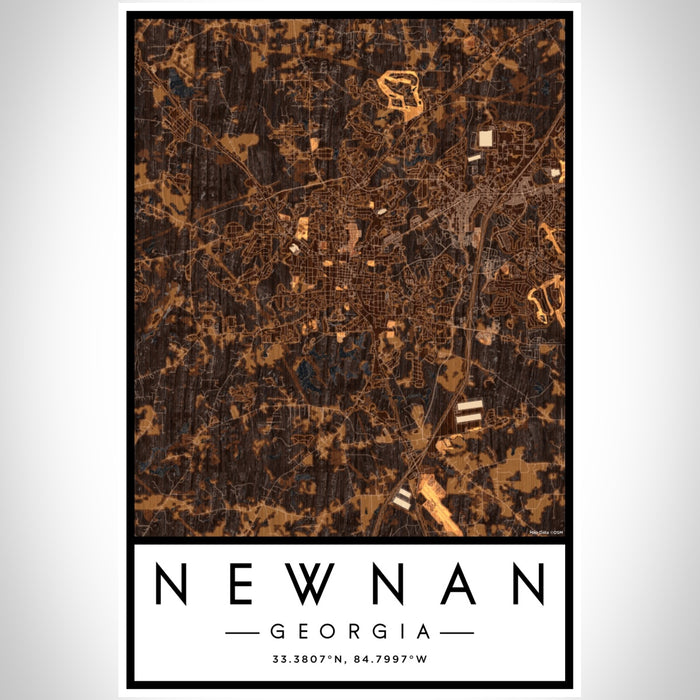 Newnan Georgia Map Print Portrait Orientation in Ember Style With Shaded Background