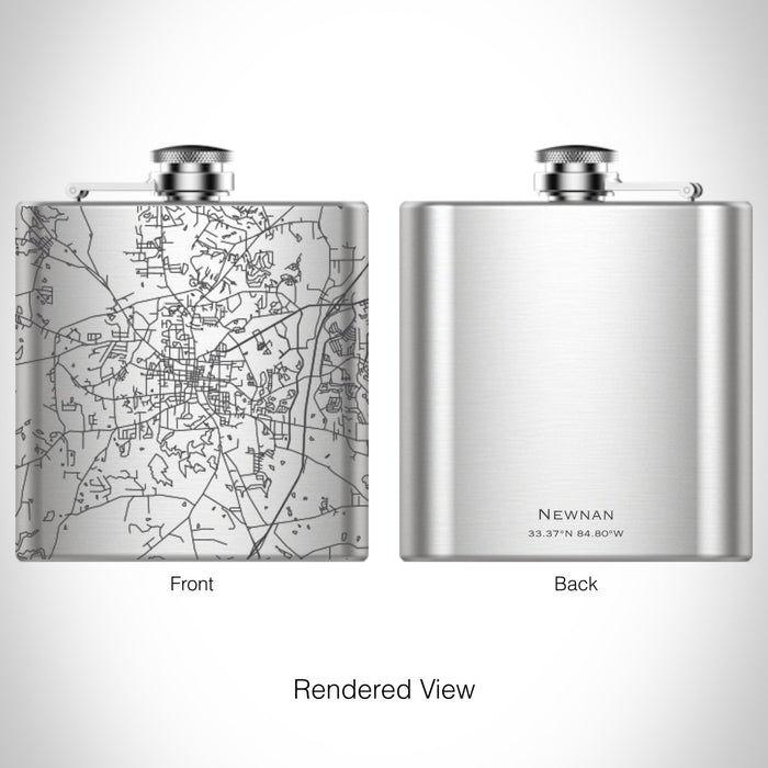 Rendered View of Newnan Georgia Map on 6oz Stainless Steel Flask