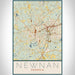 Newnan Georgia Map Print Portrait Orientation in Woodblock Style With Shaded Background