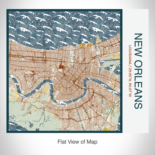 Rendered View of New Orleans Louisiana Map on 17oz Stainless Steel Insulated Tumbler in Woodblock Map Style