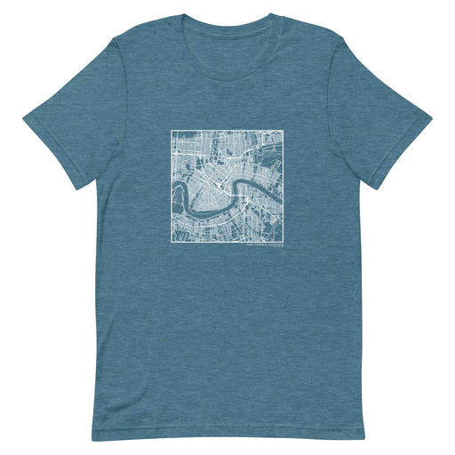New Orleans Louisiana  Map Unisex T-Shirt with City inscription in Heather Teal