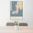24x36 Newport Rhode Island Map Print Portrait Orientation in Woodblock Style Behind 2 Chairs Table and Potted Plant