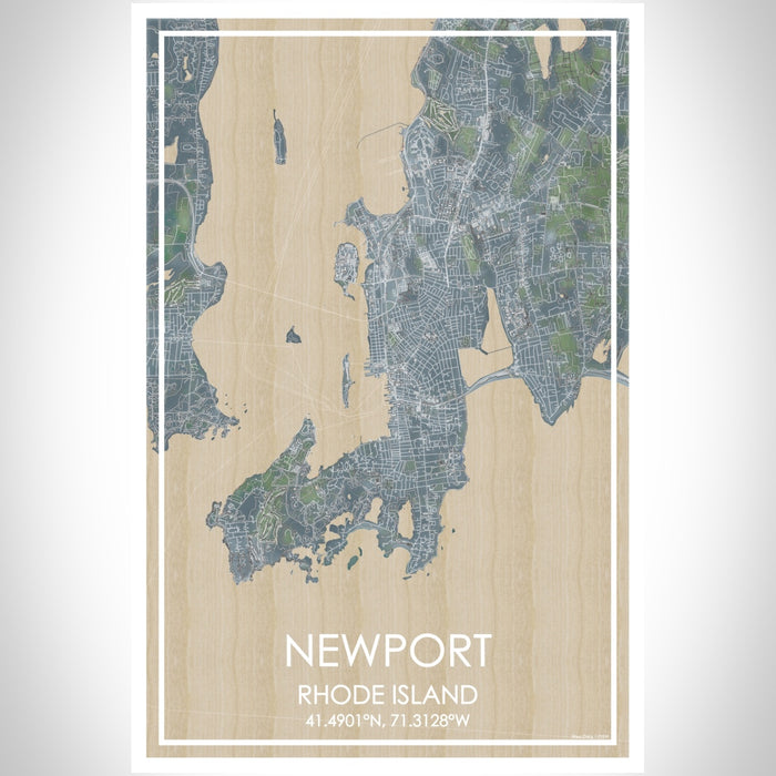 Newport Rhode Island Map Print Portrait Orientation in Afternoon Style With Shaded Background