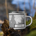 Right View Custom Newport Rhode Island Map Enamel Mug in Classic on Grass With Trees in Background