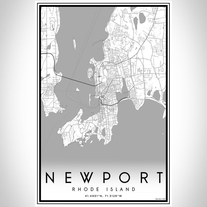 Newport Rhode Island Map Print Portrait Orientation in Classic Style With Shaded Background