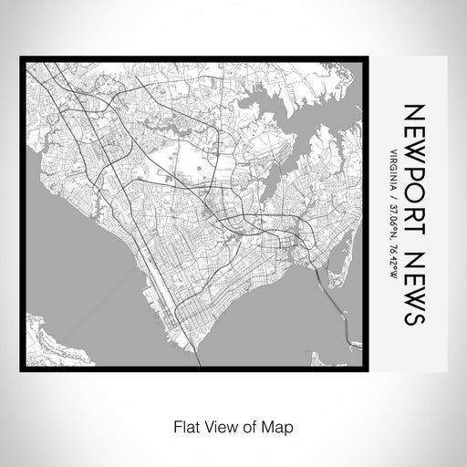 Rendered View of Newport News Virginia Map on 20oz Stainless Steel Insulated Bottle with Bamboo Top with printed classic style map