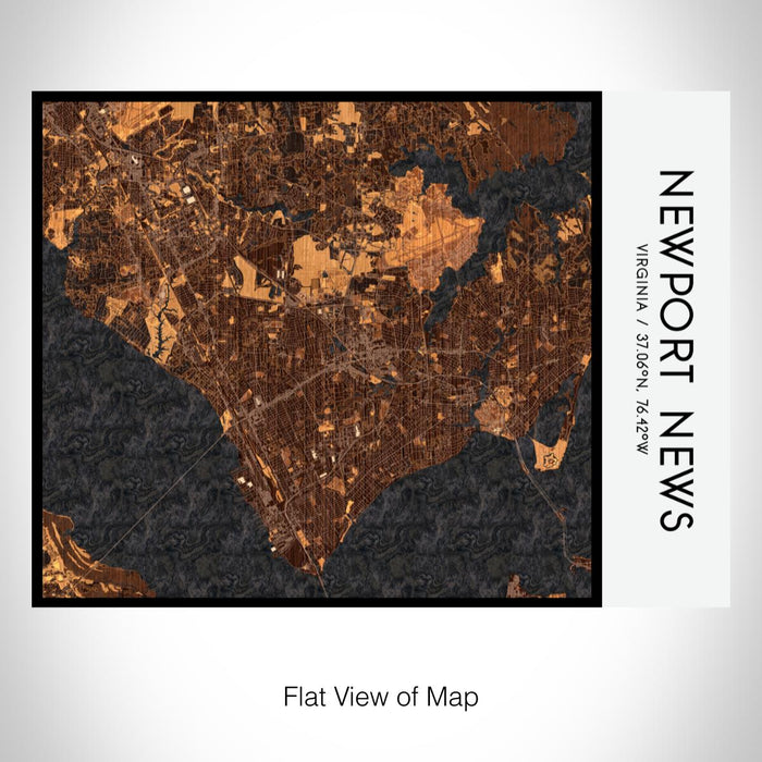 Rendered View of Newport News Virginia Map on 20oz Stainless Steel Insulated Bottle with Bamboo Top with printed ember style map