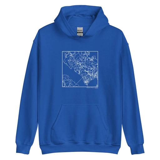 Newport News Virginia  Map Unisex Hoodie Sweater with City inscription in Royal Blue