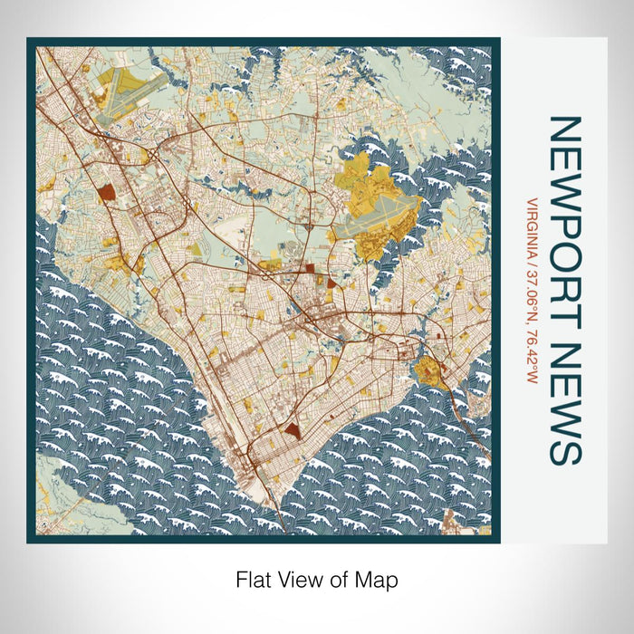 Rendered View of Newport News Virginia Map on 17oz Stainless Steel Insulated Tumbler in Woodblock Map Style