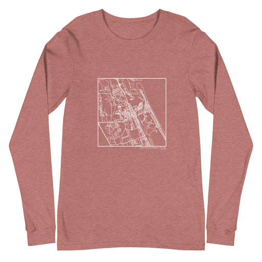 New Smyrna Beach Florida  Map Unisex Long-Sleeve T-shirt with City inscription in Heather Mauve