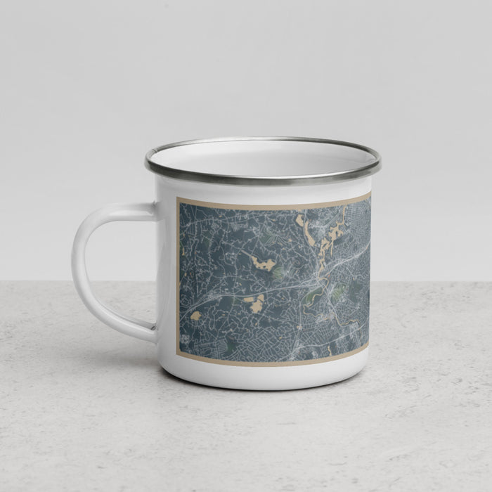 Left View Custom Newton Massachusetts Map Enamel Mug in Afternoon