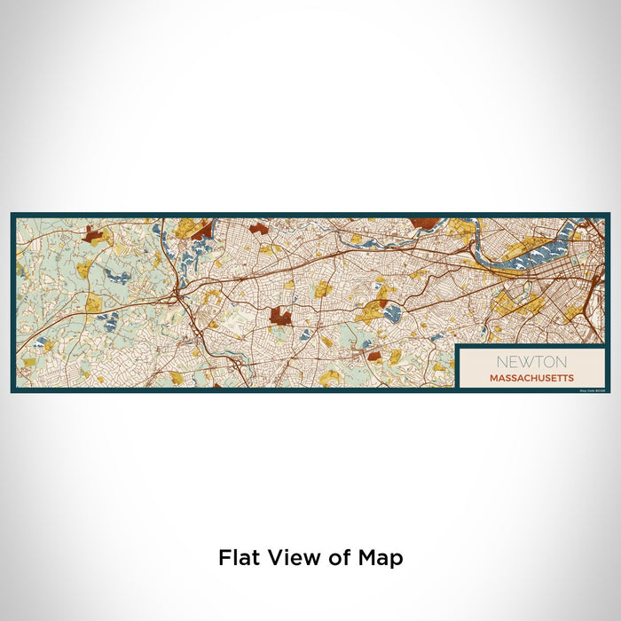 Flat View of Map Custom Newton Massachusetts Map Enamel Mug in Woodblock