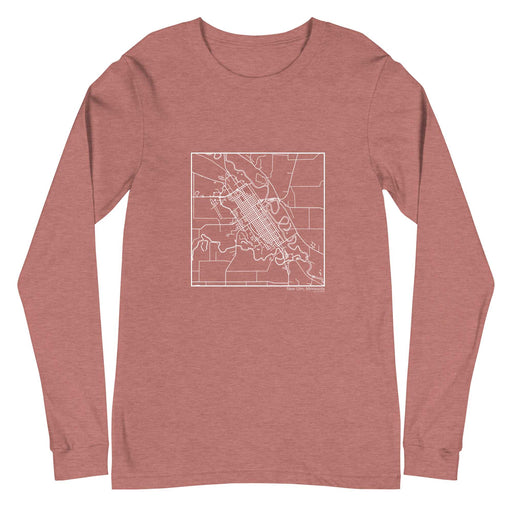 New Ulm Minnesota  Map Unisex Long-Sleeve T-shirt with City inscription in Heather Mauve