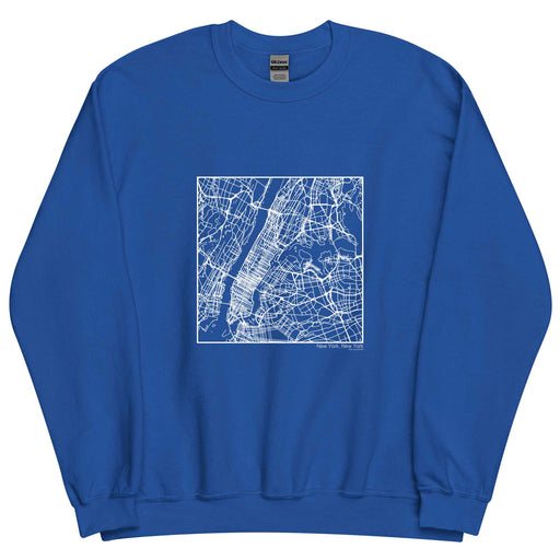 New York New York  Map Unisex Crewneck Sweater with City inscription in Royal Blue