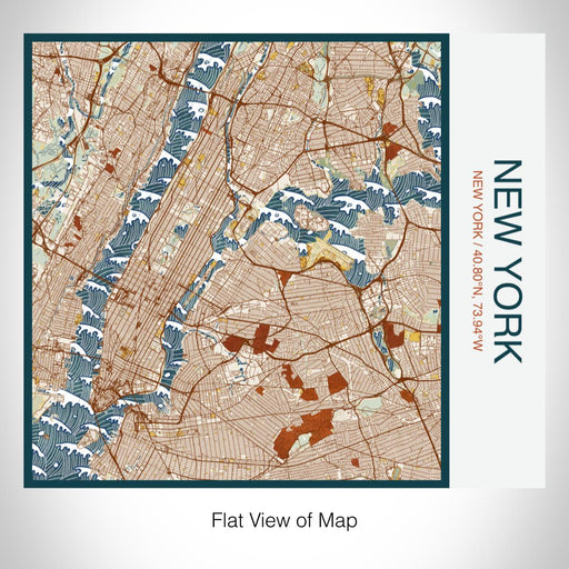 Rendered View of New York New York Map on 17oz Stainless Steel Insulated Tumbler in Woodblock Map Style