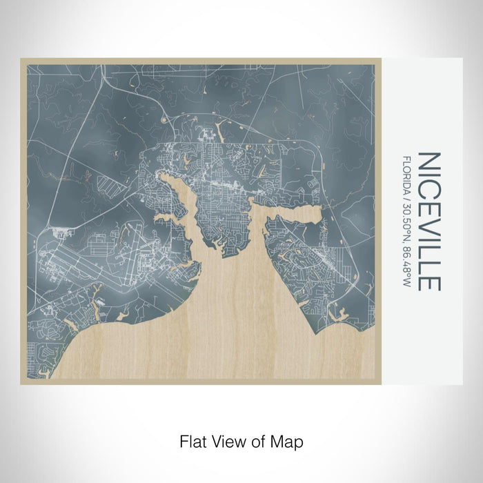 Rendered View of Niceville Florida Map on 20oz Stainless Steel Insulated Bottle with Bamboo Top with printed afternoon style map
