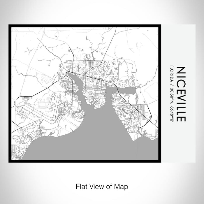 Rendered View of Niceville Florida Map on 20oz Stainless Steel Insulated Bottle with Bamboo Top with printed classic style map