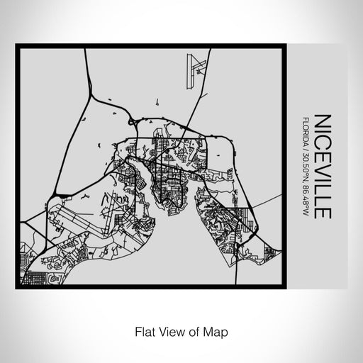 Rendered View of Niceville Florida Map on 20oz Stainless Steel Insulated Bottle with Bamboo Top with printed Tactile Lines Map in Black