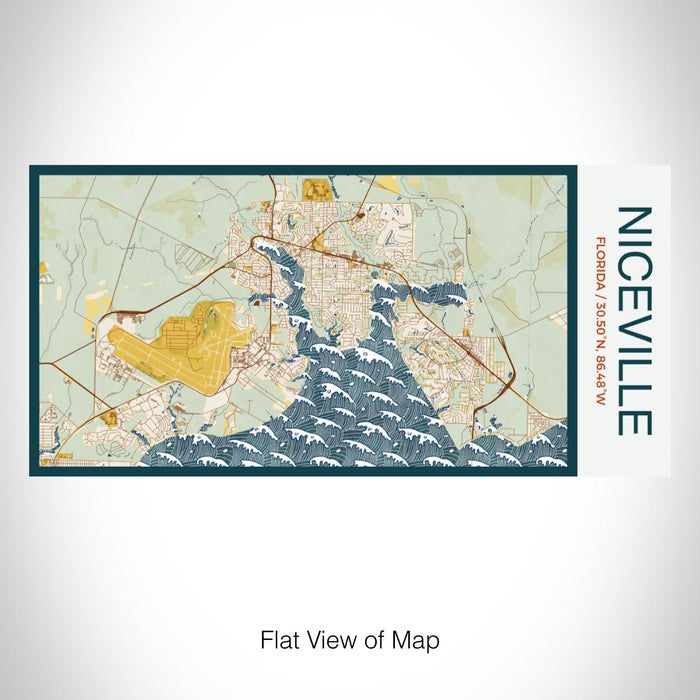 Rendered View of Niceville Florida Map on 17oz Stainless Steel Insulated Bottle with printed woodblock style map
