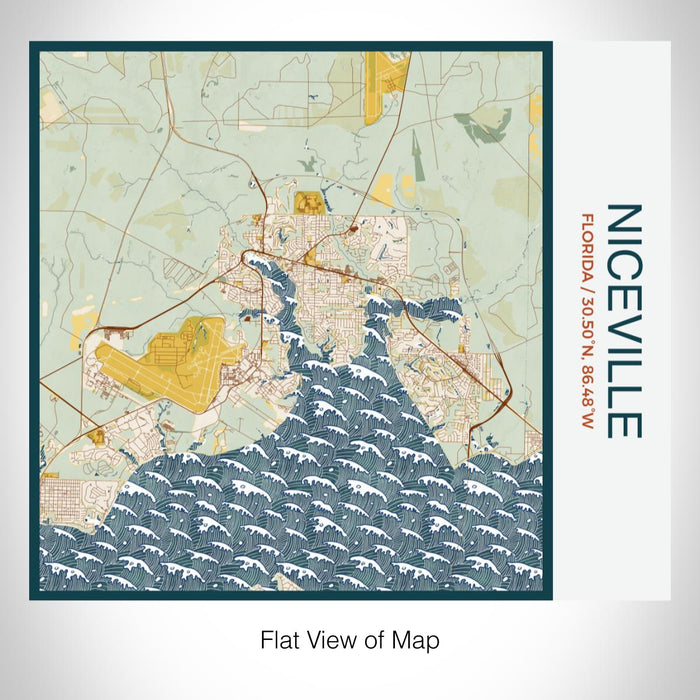 Rendered View of Niceville Florida Map on 17oz Stainless Steel Insulated Tumbler in Woodblock Map Style