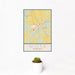 12x18 Niota Tennessee Map Print Portrait Orientation in Woodblock Style With Small Cactus Plant in White Planter