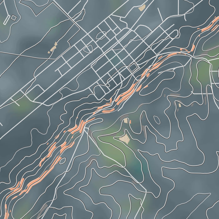 Niota Tennessee Map Print in Afternoon Style Zoomed In Close Up Showing Details