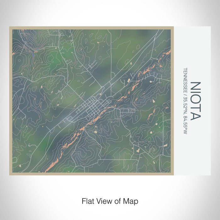 Rendered View of Niota Tennessee Map on 20oz Stainless Steel Insulated Bottle with Bamboo Top with printed afternoon style map