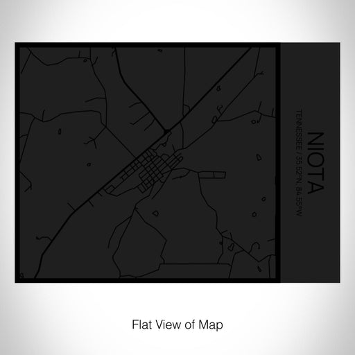 Rendered View of Niota Tennessee Map on 20oz Stainless Steel Insulated Bottle with Bamboo Top in Matte Black with printed Tactile Lines Map in Black