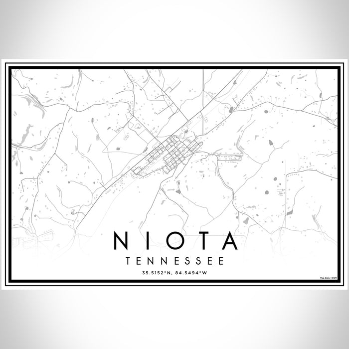 Niota Tennessee Map Print Landscape Orientation in Classic Style With Shaded Background