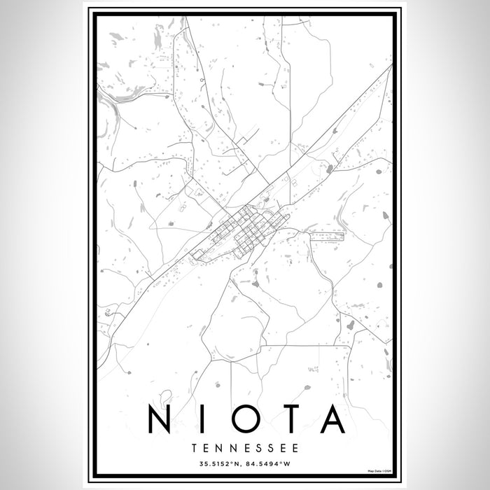 Niota Tennessee Map Print Portrait Orientation in Classic Style With Shaded Background