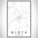 Niota Tennessee Map Print Portrait Orientation in Classic Style With Shaded Background