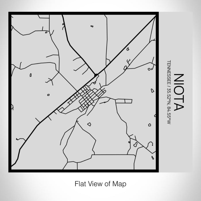 Rendered View of Niota Tennessee Map on 17oz Stainless Steel Insulated Tumbler in Tactile Lines with Succulent in Background