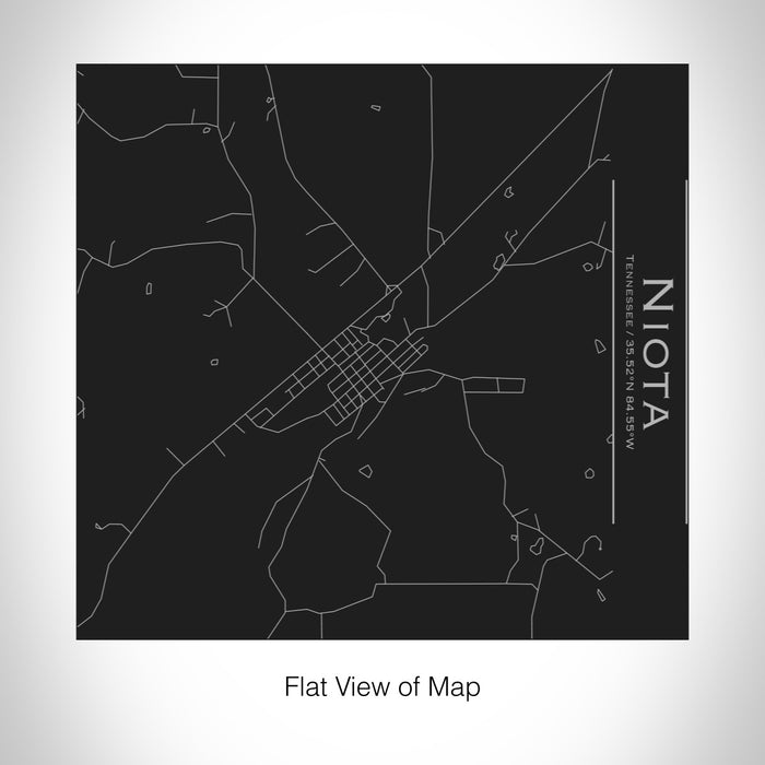 Rendered View of Niota Tennessee Map on 17oz Stainless Steel Insulated Tumbler in Black