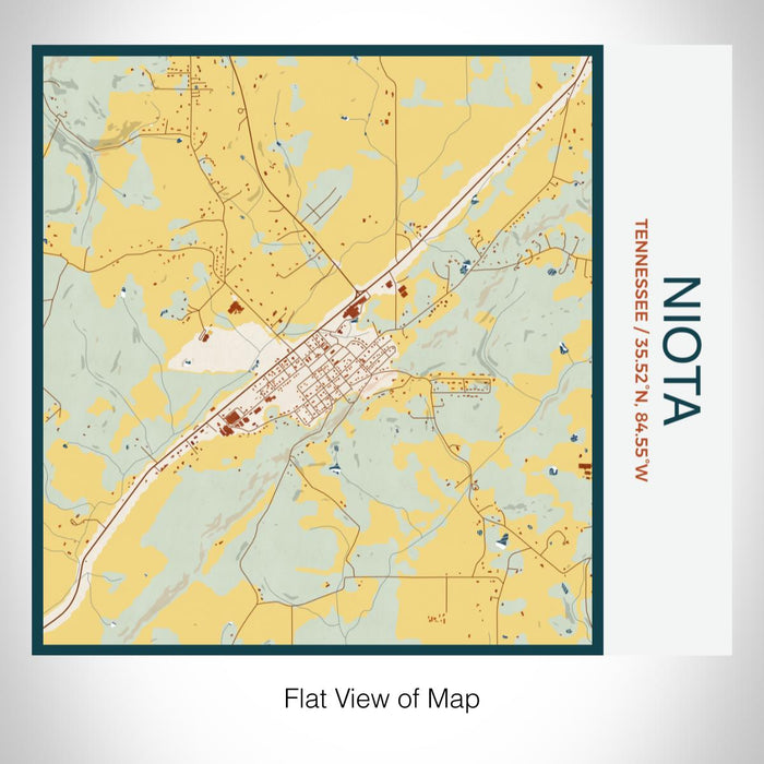Rendered View of Niota Tennessee Map on 17oz Stainless Steel Insulated Tumbler in Woodblock Map Style