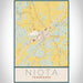 Niota Tennessee Map Print Portrait Orientation in Woodblock Style With Shaded Background