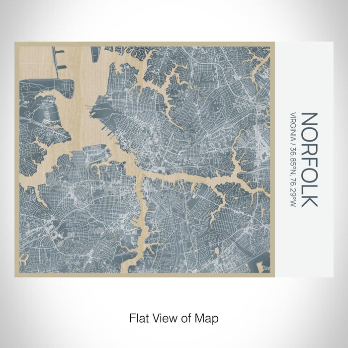 Rendered View of Norfolk Virginia Map on 20oz Stainless Steel Insulated Bottle with Bamboo Top with printed afternoon style map