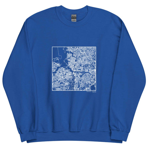 Norfolk Virginia  Map Unisex Crewneck Sweater with City inscription in Royal Blue