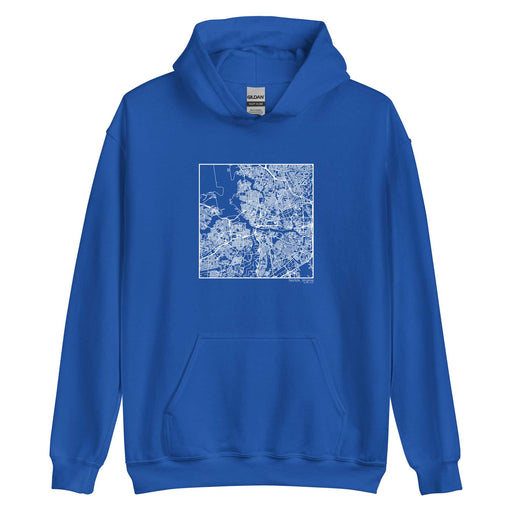 Norfolk Virginia  Map Unisex Hoodie Sweater with City inscription in Royal Blue