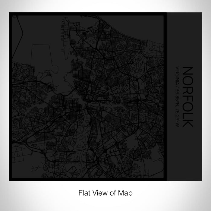 Rendered View of Norfolk Virginia Map on 17oz Stainless Steel Insulated Tumbler in Matte Black with Tactile Lines