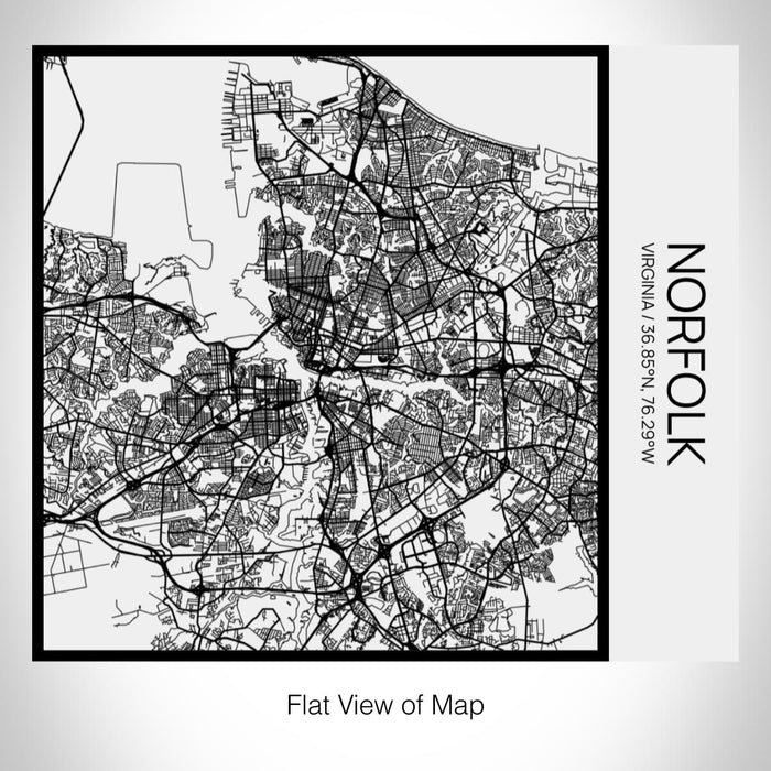 Rendered View of Norfolk Virginia Map on 17oz Stainless Steel Insulated Tumbler in Matte White with Tactile Lines