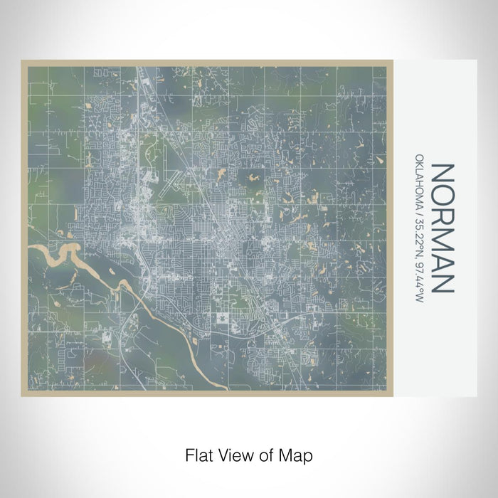 Rendered View of Norman Oklahoma Map on 20oz Stainless Steel Insulated Bottle with Bamboo Top with printed afternoon style map