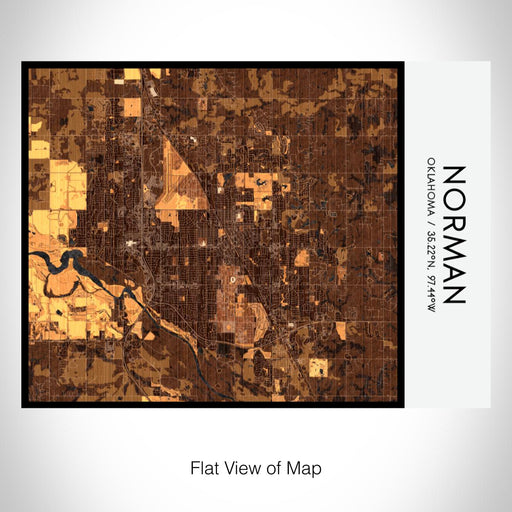 Rendered View of Norman Oklahoma Map on 20oz Stainless Steel Insulated Bottle with Bamboo Top with printed ember style map